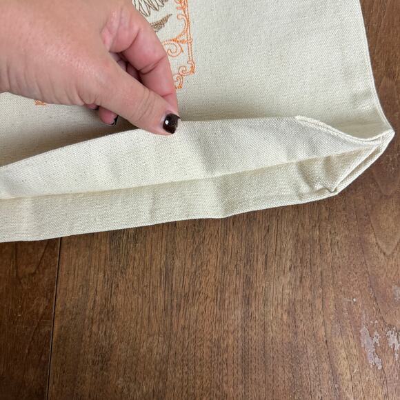 Embroidered‎ Coneflower Canvas Tote Orange Brown Stitching Reusable Shopping bag - Picture 5 of 7